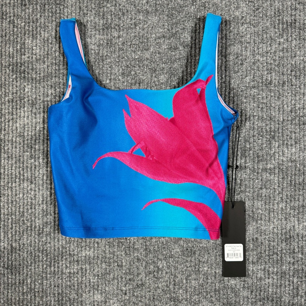 WITH Thalia Cropped Tank Radiant Lily Blue Pink Floral XS NEW Womens